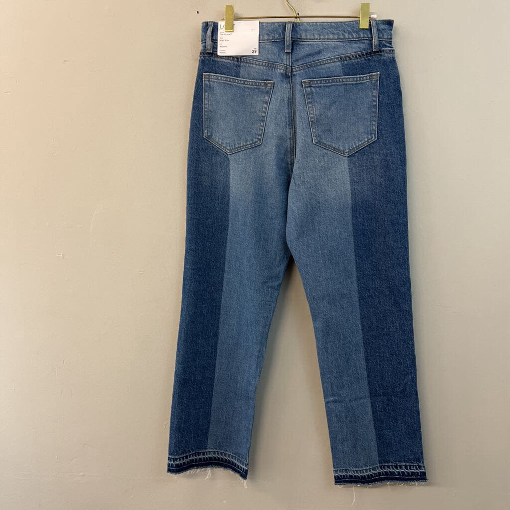 Loft Two Tone Denim The Straight High Rise Jeans 29 Petite
