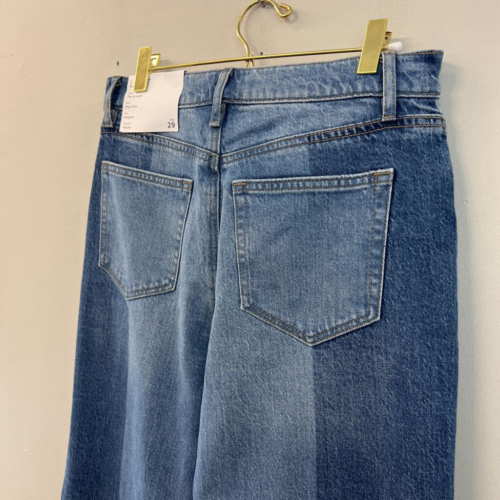 Loft Two Tone Denim The Straight High Rise Jeans 29 Petite