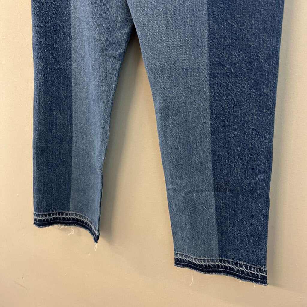 Loft Two Tone Denim The Straight High Rise Jeans 29 Petite