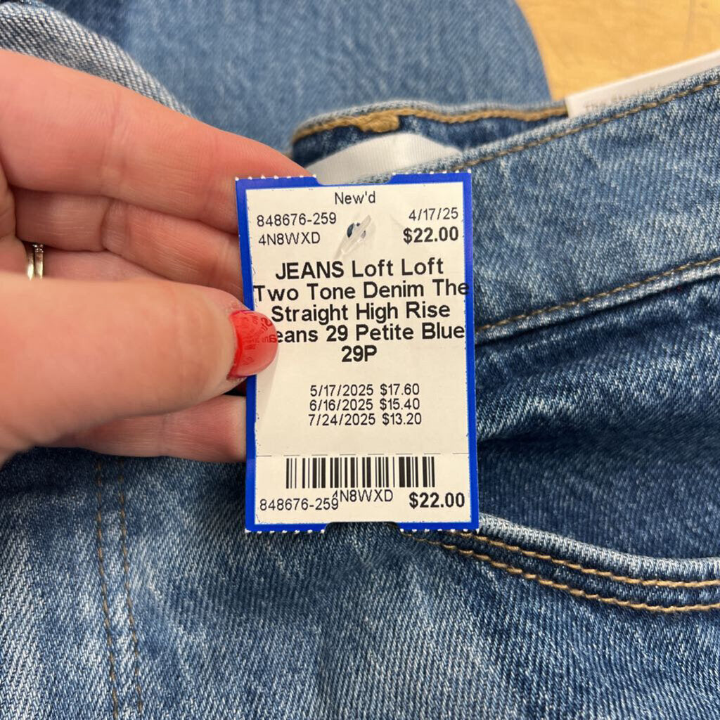 Loft Two Tone Denim The Straight High Rise Jeans 29 Petite