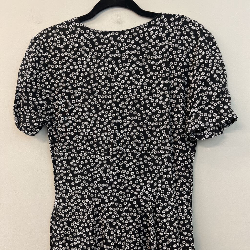 Vintage Joni Blair Black/ White Print Short Sleeve Button Down Dress 9