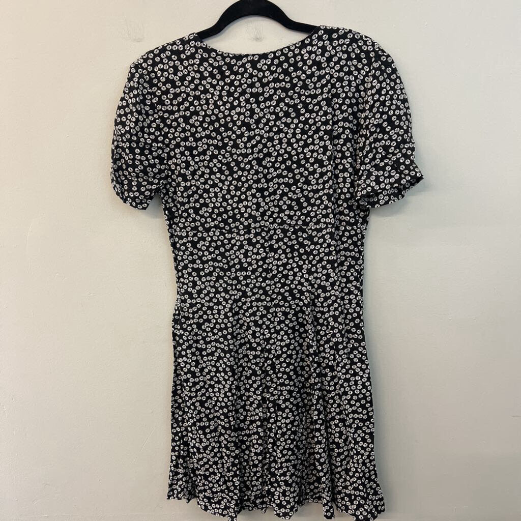 Vintage Joni Blair Black/ White Print Short Sleeve Button Down Dress 9