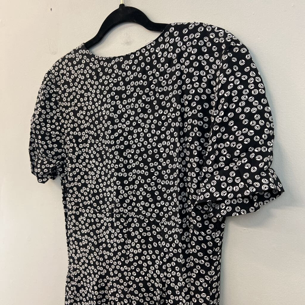 Vintage Joni Blair Black/ White Print Short Sleeve Button Down Dress 9