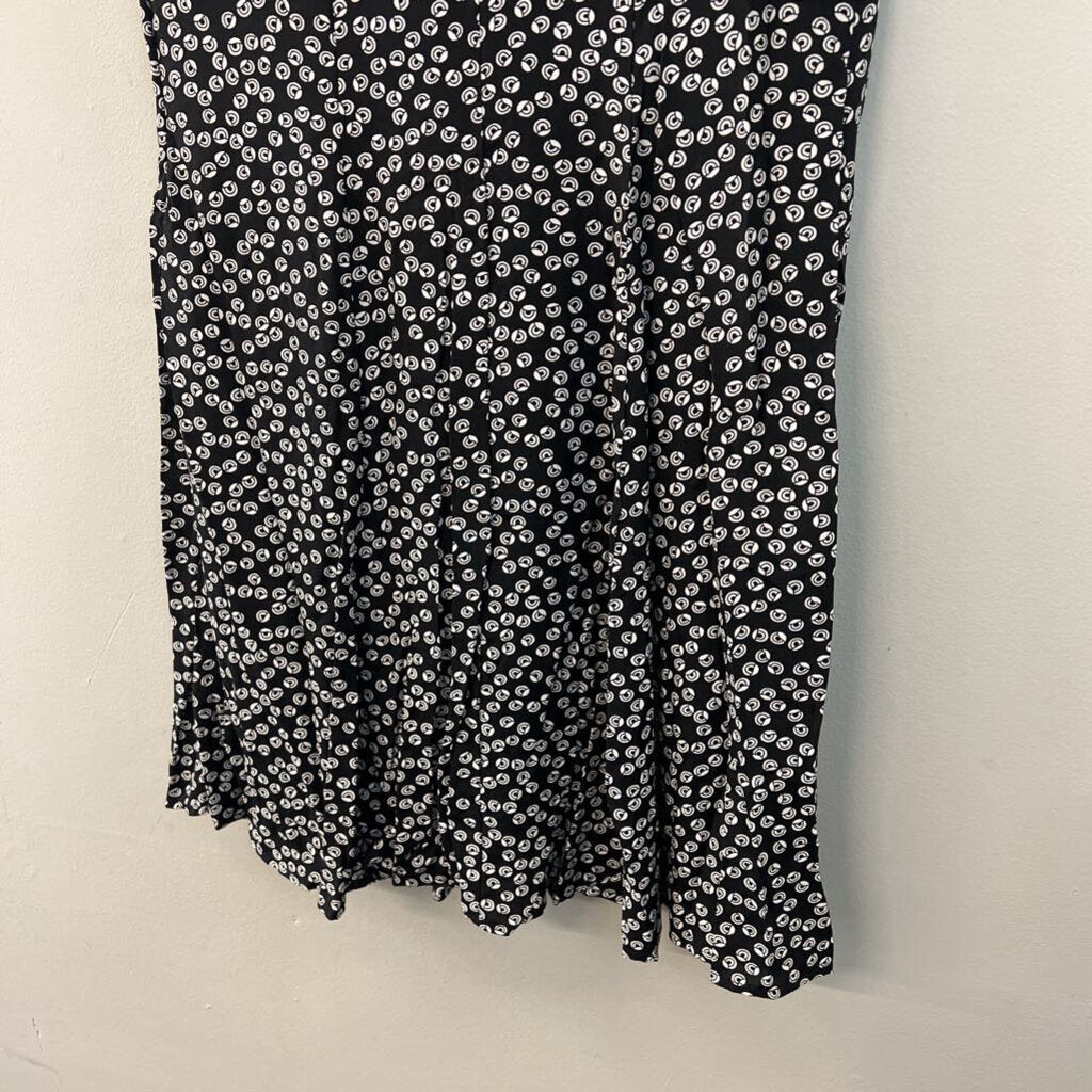Vintage Joni Blair Black/ White Print Short Sleeve Button Down Dress 9