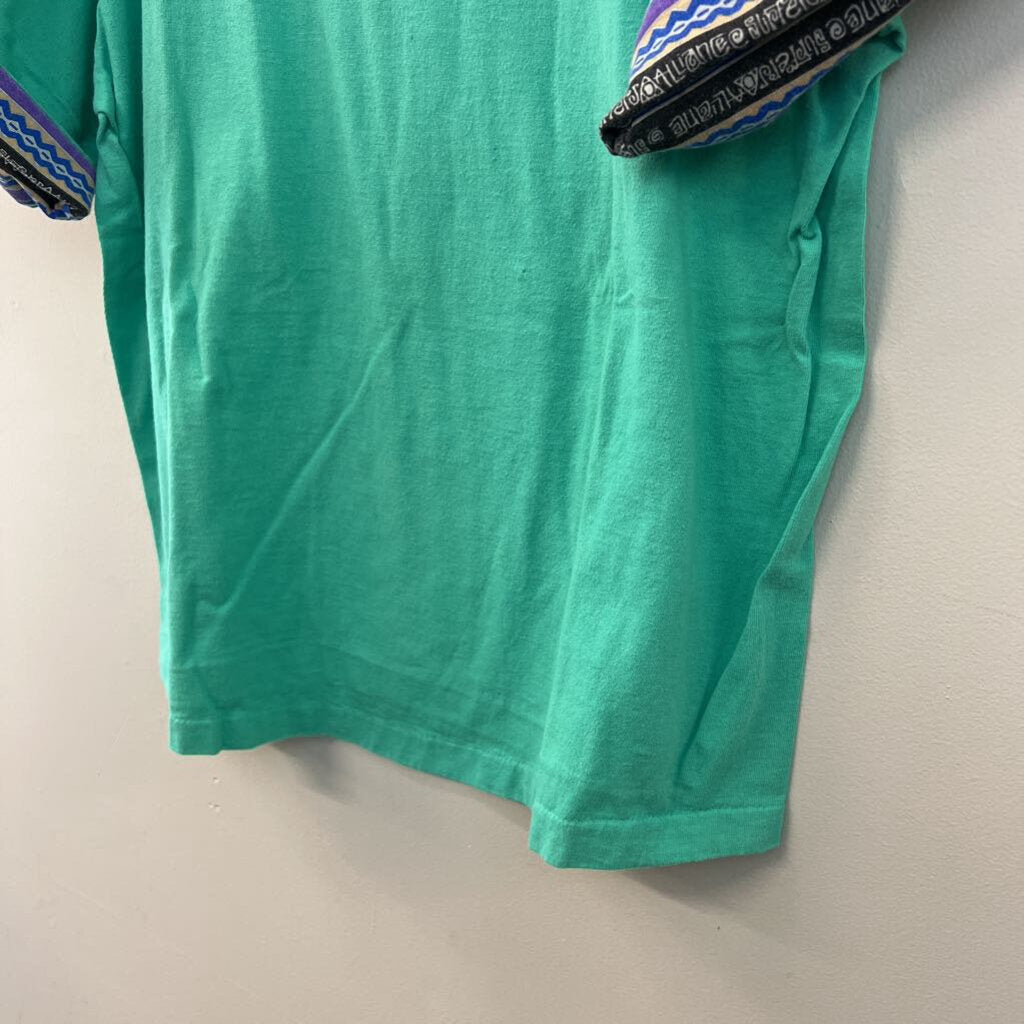 Vintage Surfers Alliance Mint Green/ Multi Retro Print Short Sleeve Graphic Tee Extra Large