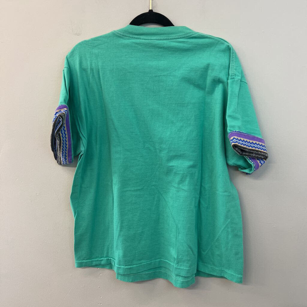 Vintage Surfers Alliance Mint Green/ Multi Retro Print Short Sleeve Graphic Tee Extra Large