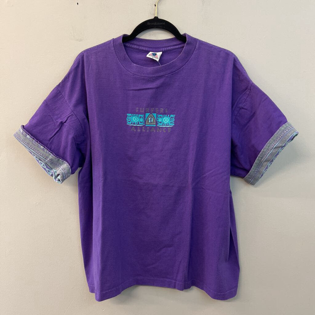 Vintage Surfers Alliance Purple/ Multi Retro Print Short Sleeve Graphic Tee Extra Large