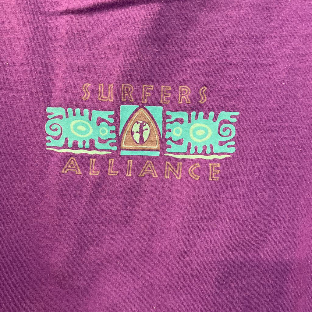 Vintage Surfers Alliance Purple/ Multi Retro Print Short Sleeve Graphic Tee Extra Large
