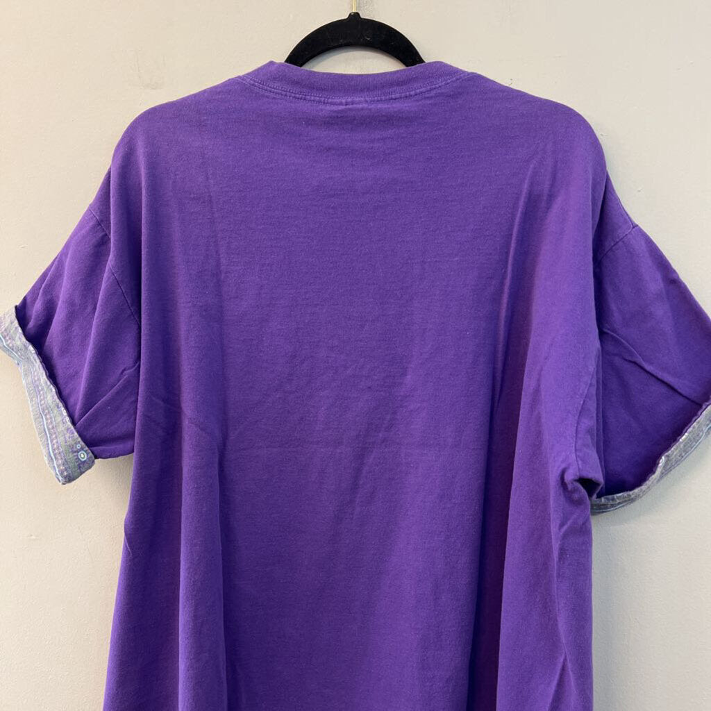 Vintage Surfers Alliance Purple/ Multi Retro Print Short Sleeve Graphic Tee Extra Large
