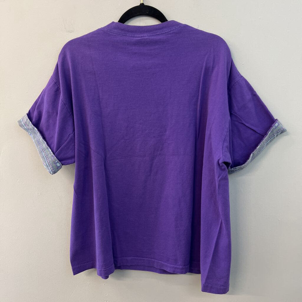 Vintage Surfers Alliance Purple/ Multi Retro Print Short Sleeve Graphic Tee Extra Large