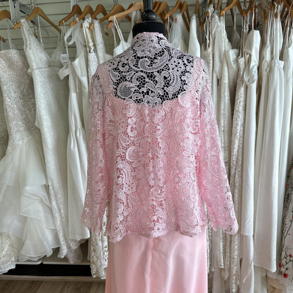 Pink Lace Top/ Jacket Long Formal Dress 12