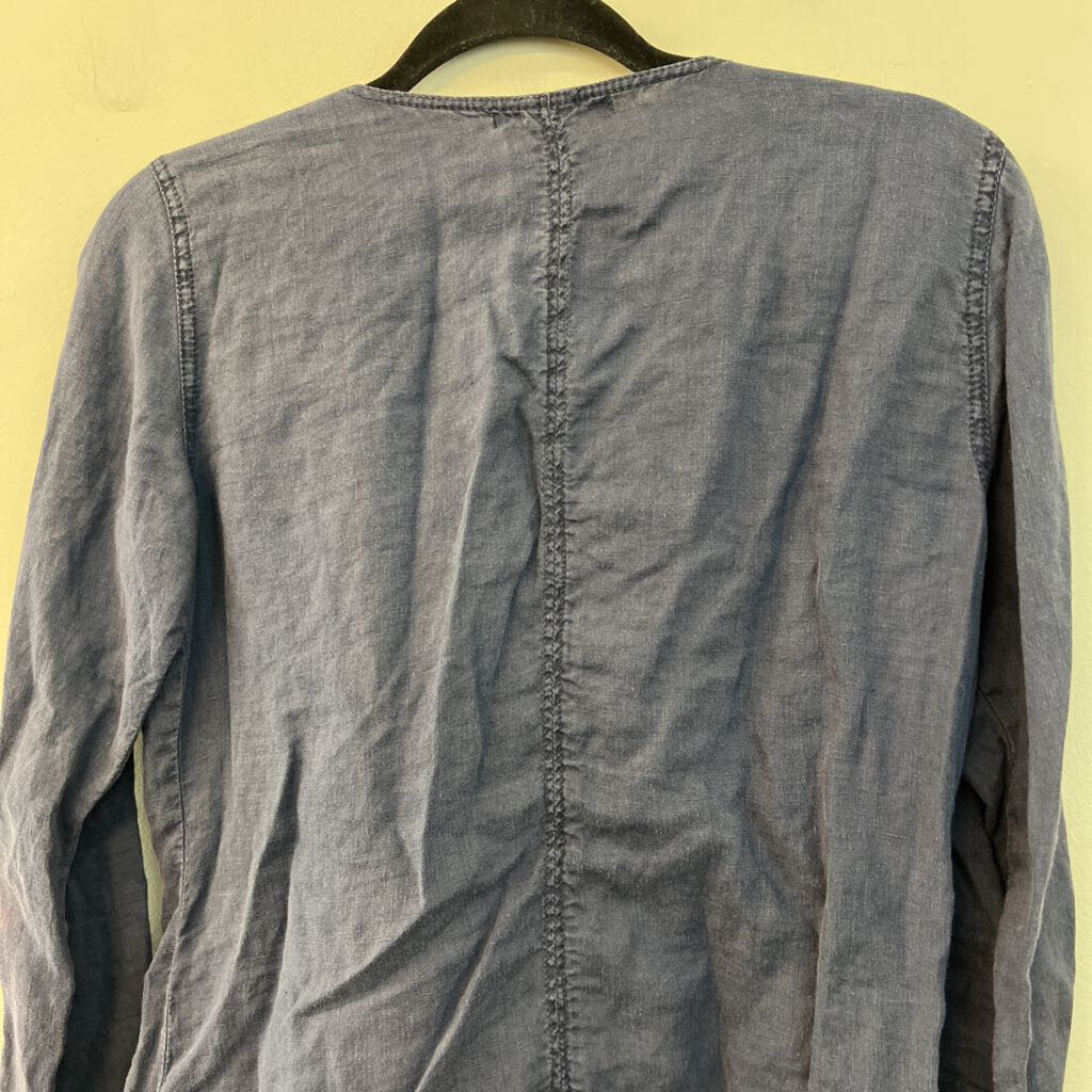 Michael Stars Blue 100% Linen Moto Jacket Small