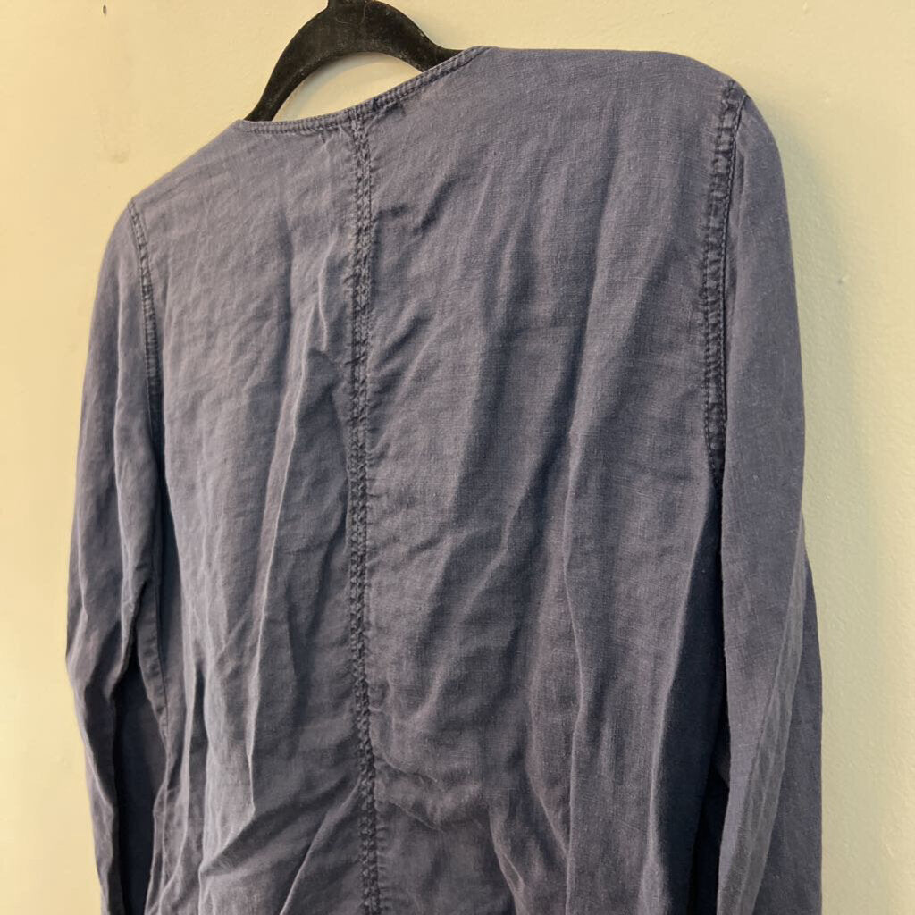 Michael Stars Blue 100% Linen Moto Jacket Small