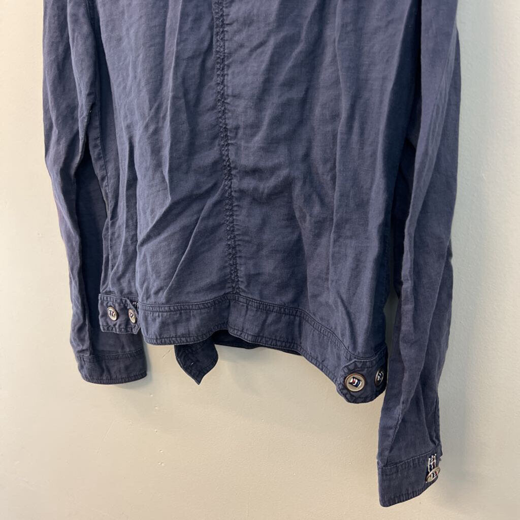Michael Stars Blue 100% Linen Moto Jacket Small