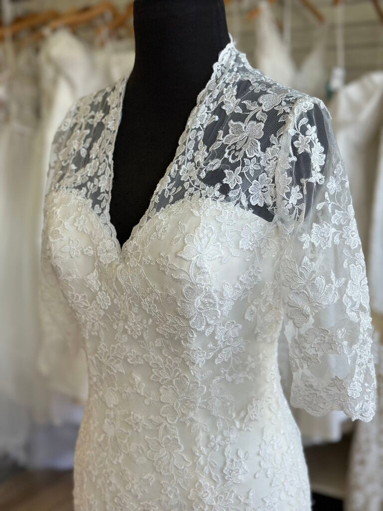 Allure Short Sleeve Lace Wedding Gown 8