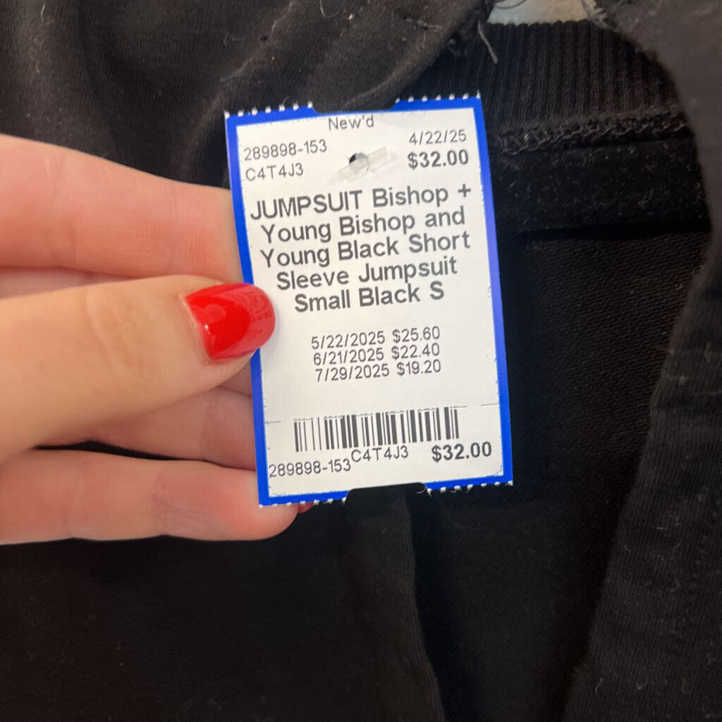 Bishop and Young Black Short Sleeve Jumpsuit Small