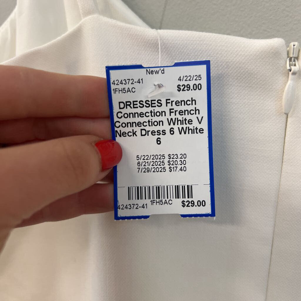 French Connection White V Neck Dress 6