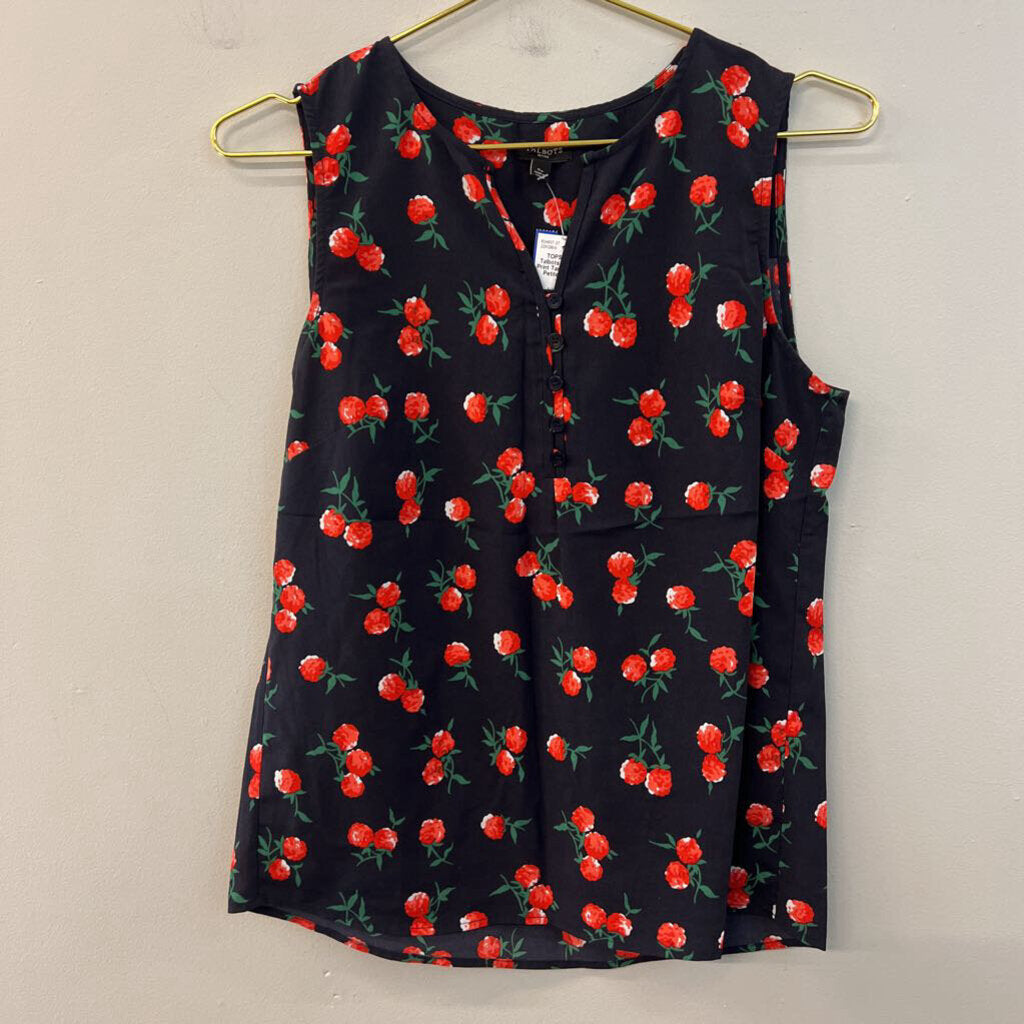 Talbots Navy/ Red Print Tank Top Small Petite