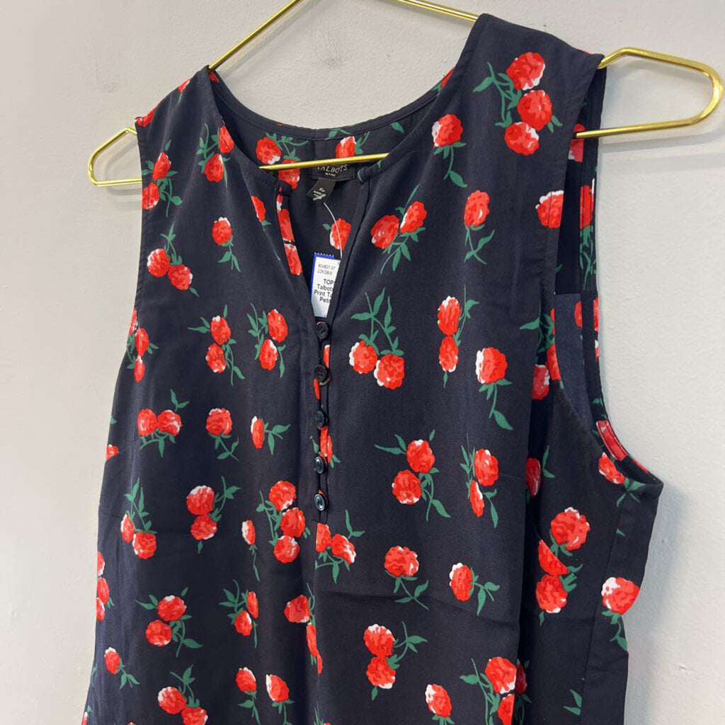 Talbots Navy/ Red Print Tank Top Small Petite