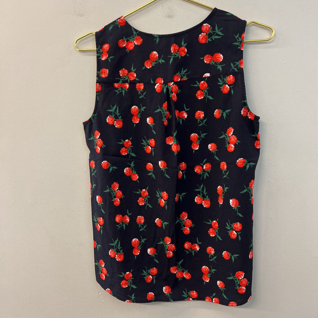 Talbots Navy/ Red Print Tank Top Small Petite