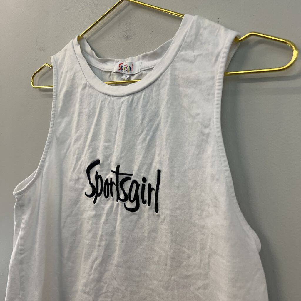 Sports Girl White/ Black Cropped Tank Top Medium