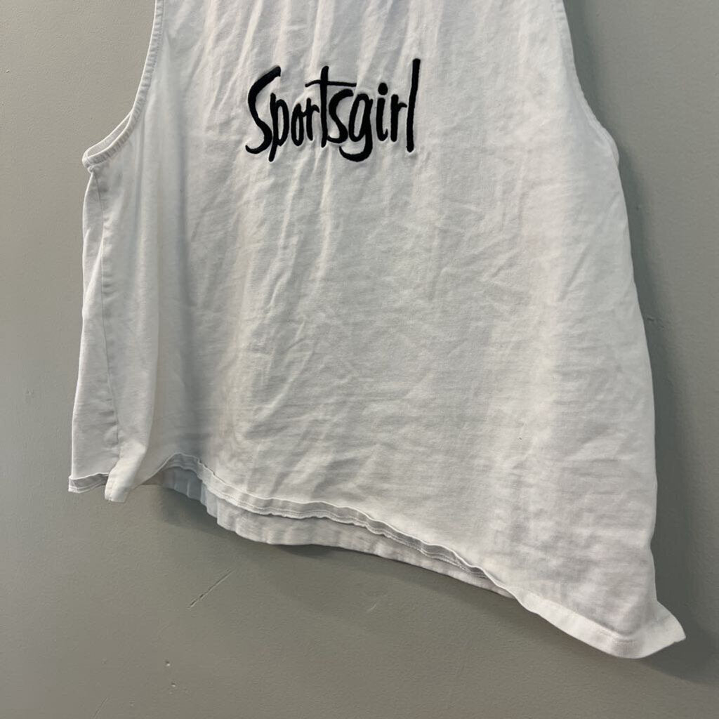 Sports Girl White/ Black Cropped Tank Top Medium