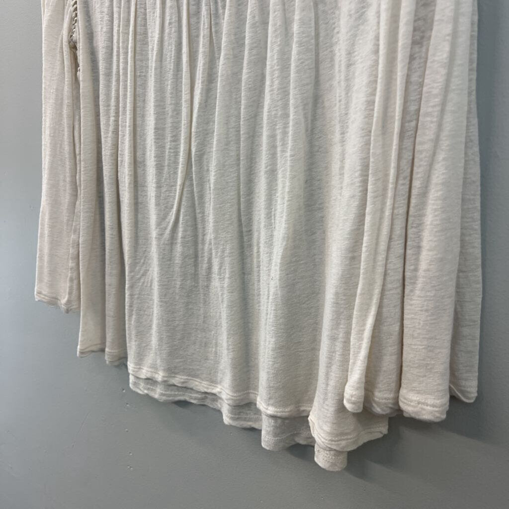 Lucky Brand Cream Embroidered Top Long Sleeve Top Medium