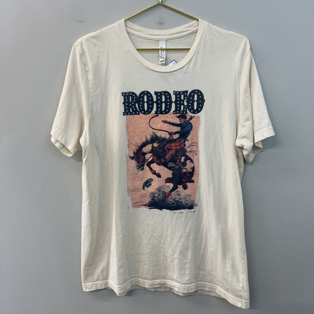 Canvas Beige Rodeo Short Sleeve Graphic Tee Large
