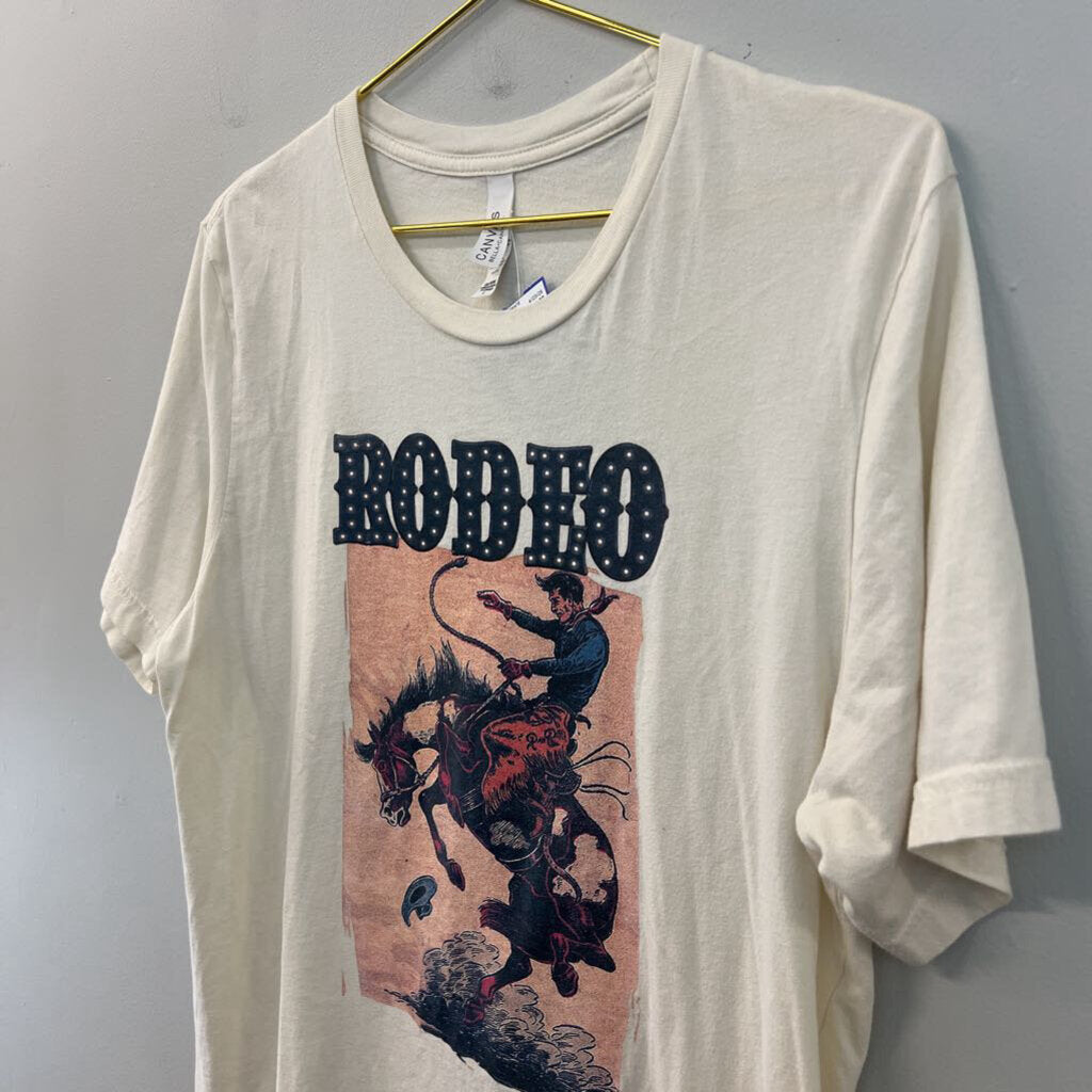 Canvas Beige Rodeo Short Sleeve Graphic Tee Large