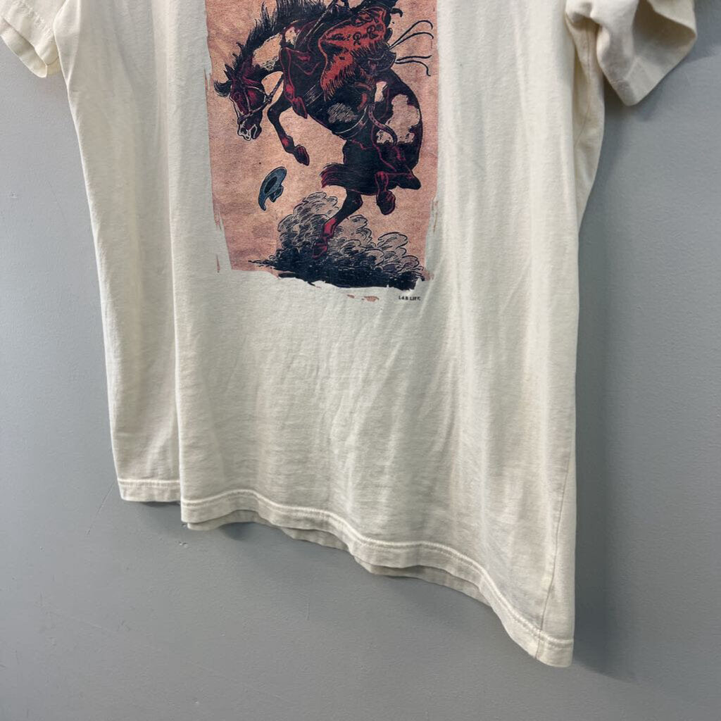 Canvas Beige Rodeo Short Sleeve Graphic Tee Large