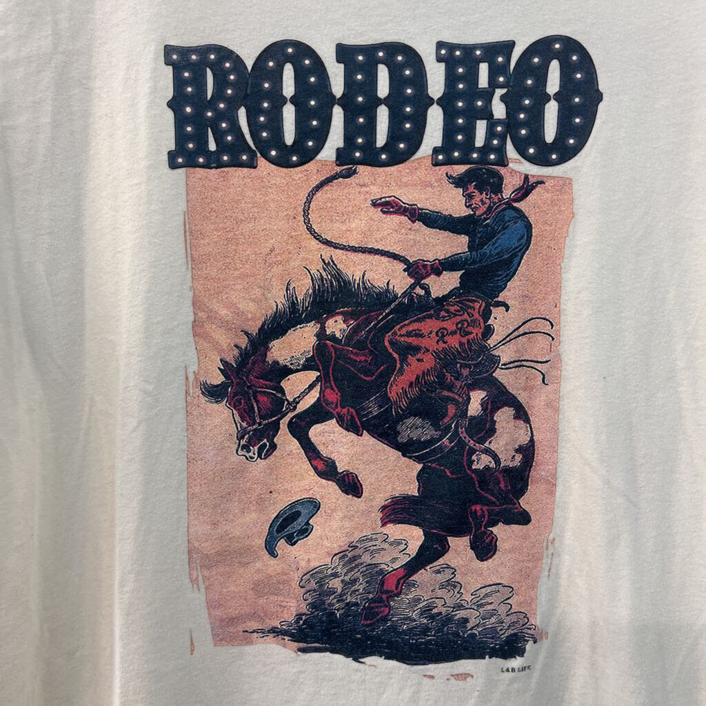 Canvas Beige Rodeo Short Sleeve Graphic Tee Large