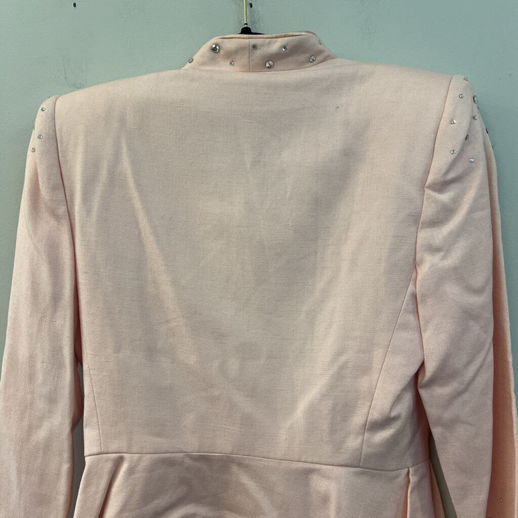 Vintage Nolan Miller Pink Rhinestone Detail Blazer Jacket 12