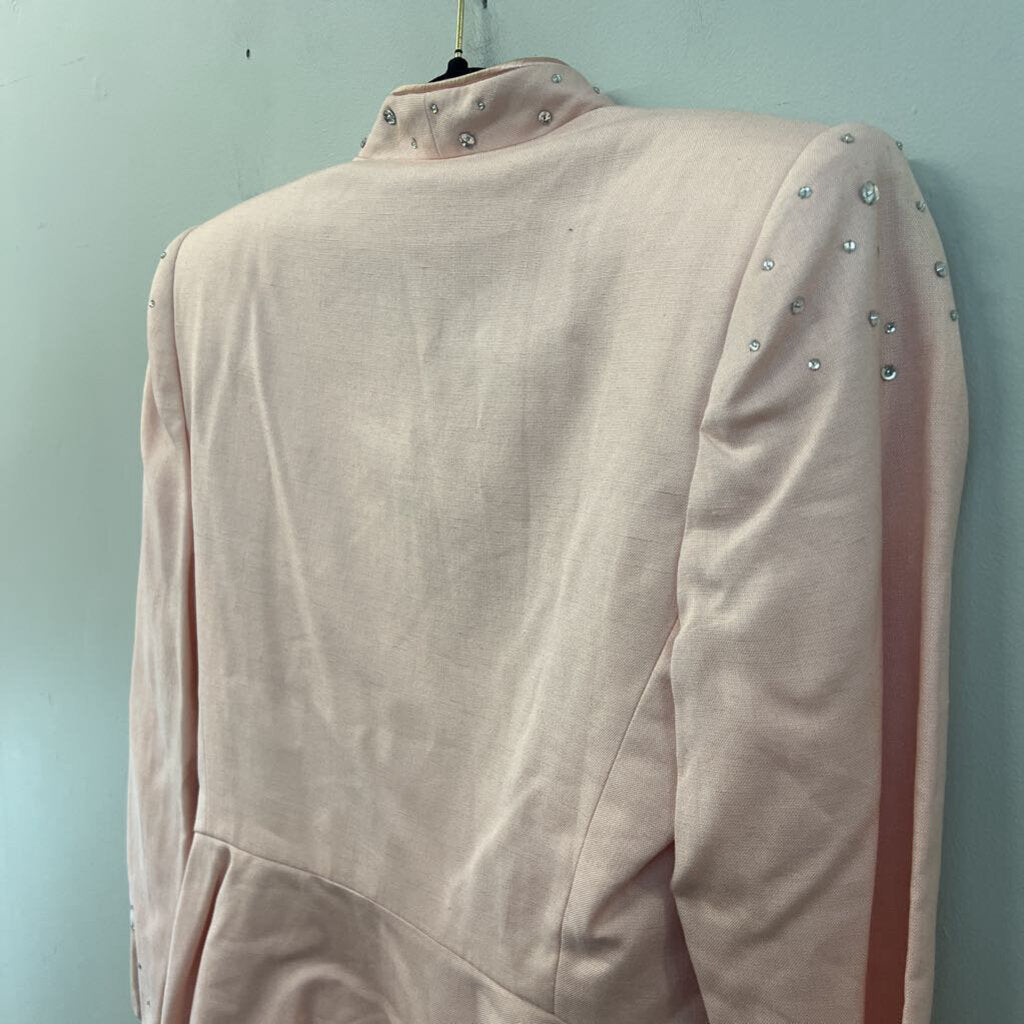 Vintage Nolan Miller Pink Rhinestone Detail Blazer Jacket 12