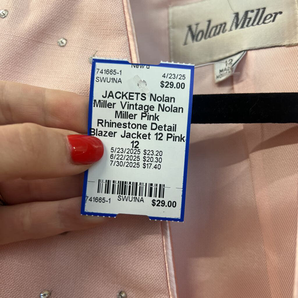Vintage Nolan Miller Pink Rhinestone Detail Blazer Jacket 12
