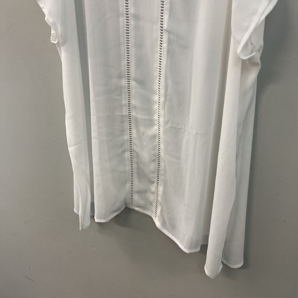 Versona White Sheer Cold Shoulder Tunic Top One Size