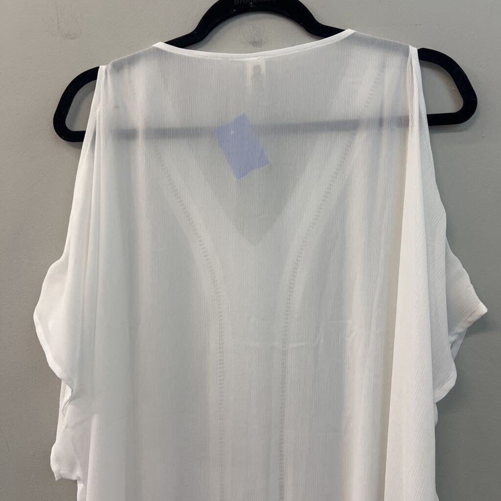 Versona White Sheer Cold Shoulder Tunic Top One Size