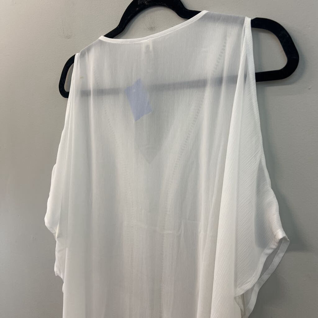 Versona White Sheer Cold Shoulder Tunic Top One Size