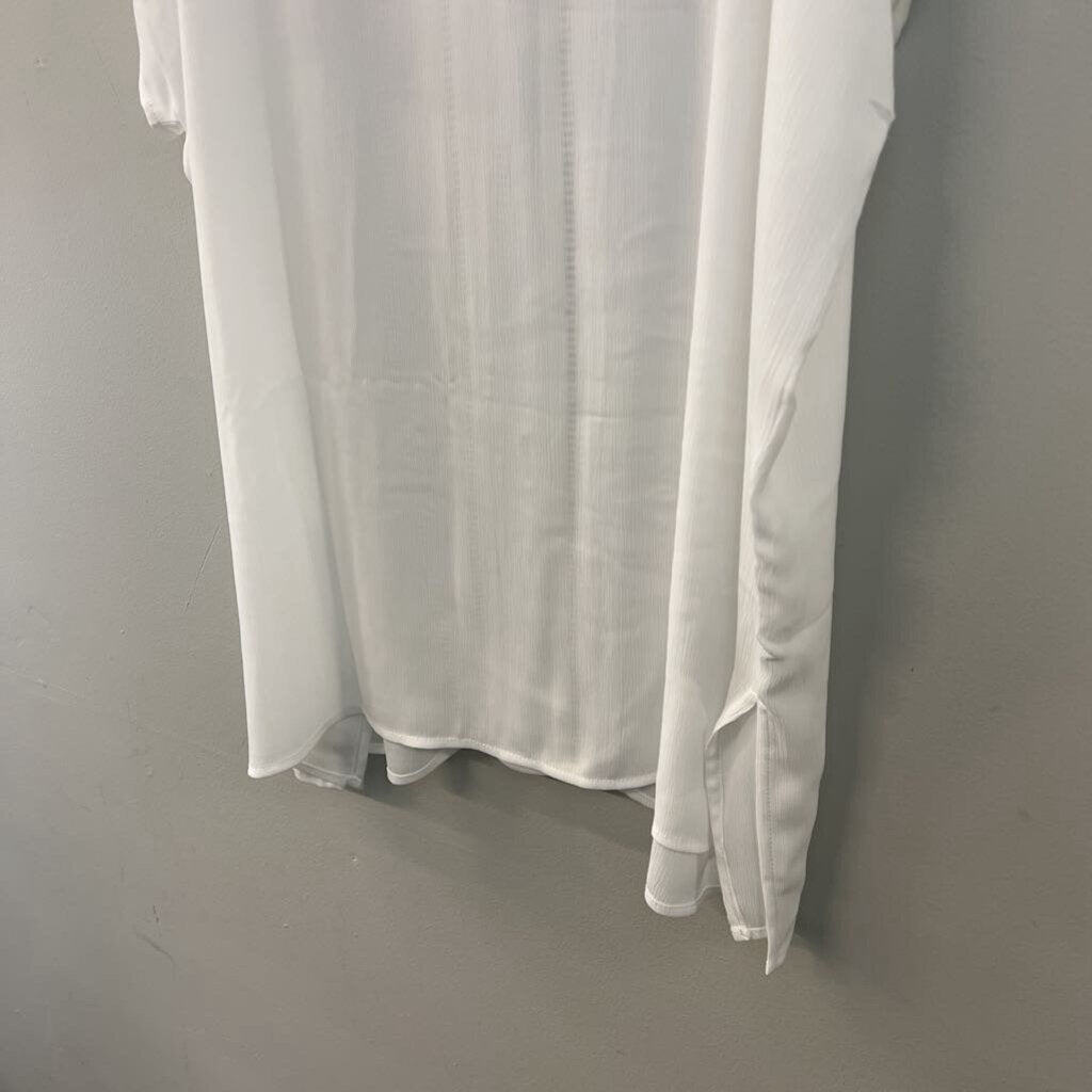 Versona White Sheer Cold Shoulder Tunic Top One Size
