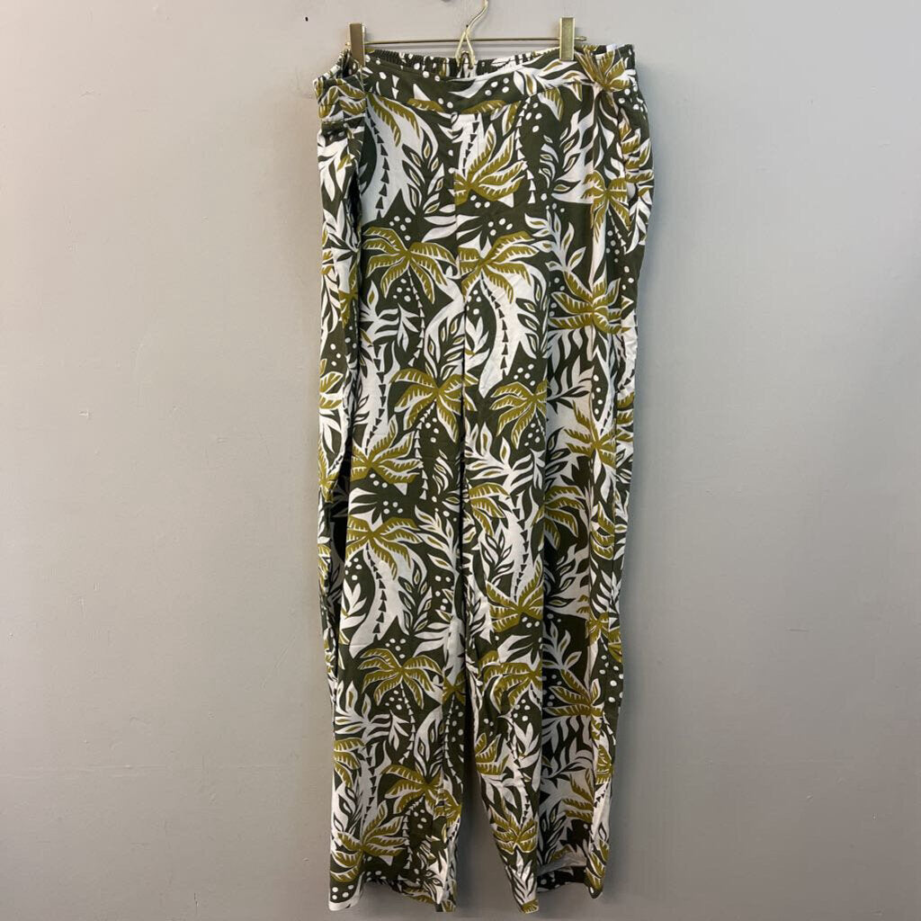 Green Tropical Print Wide Leg Pants XXL Tall