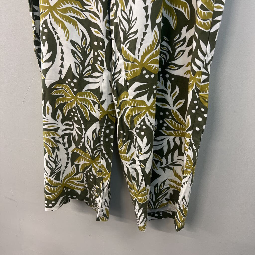 Green Tropical Print Wide Leg Pants XXL Tall