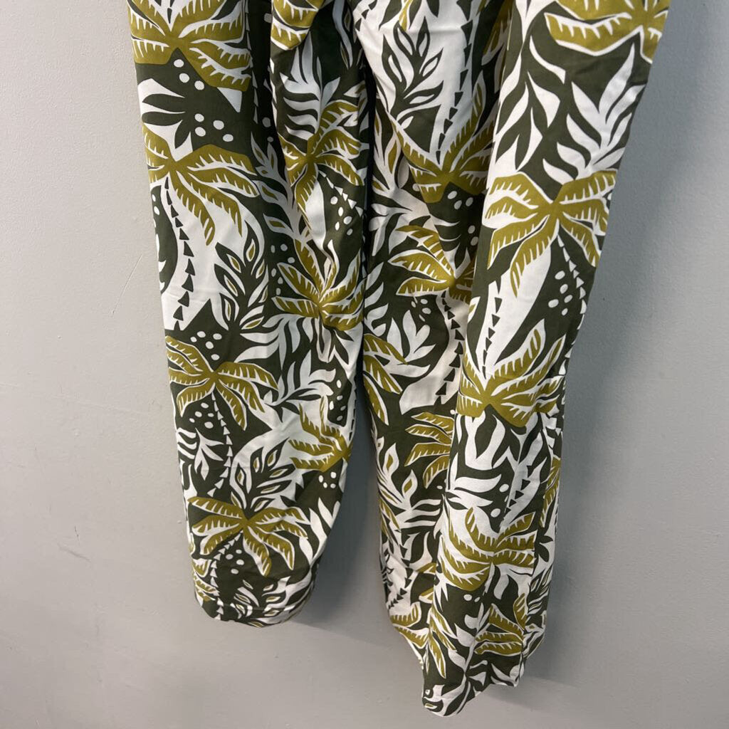 Green Tropical Print Wide Leg Pants XXL Tall