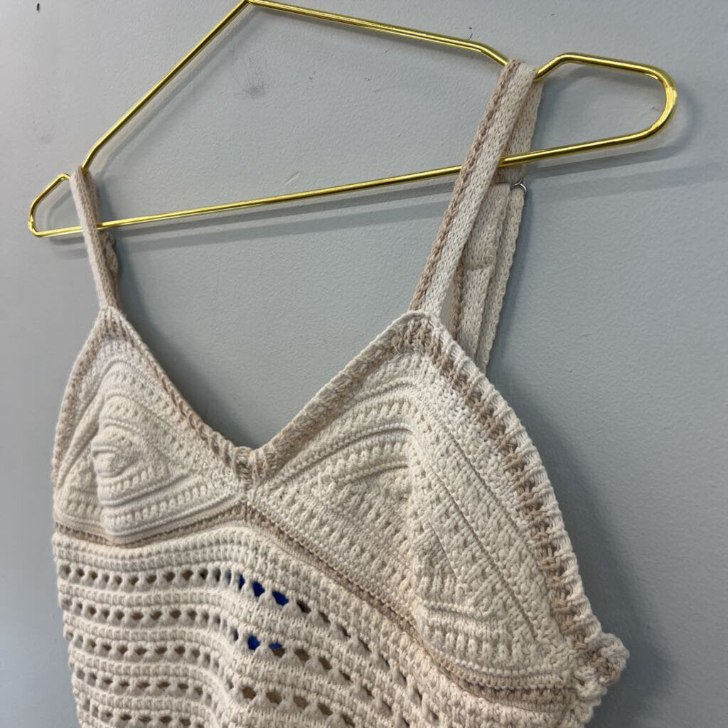 Vintage Havana Cream Knit Cropped Tank Top Large