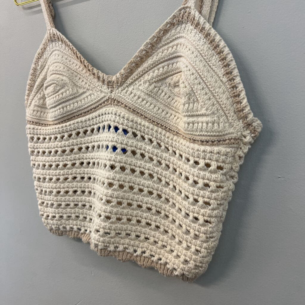 Vintage Havana Cream Knit Cropped Tank Top Large
