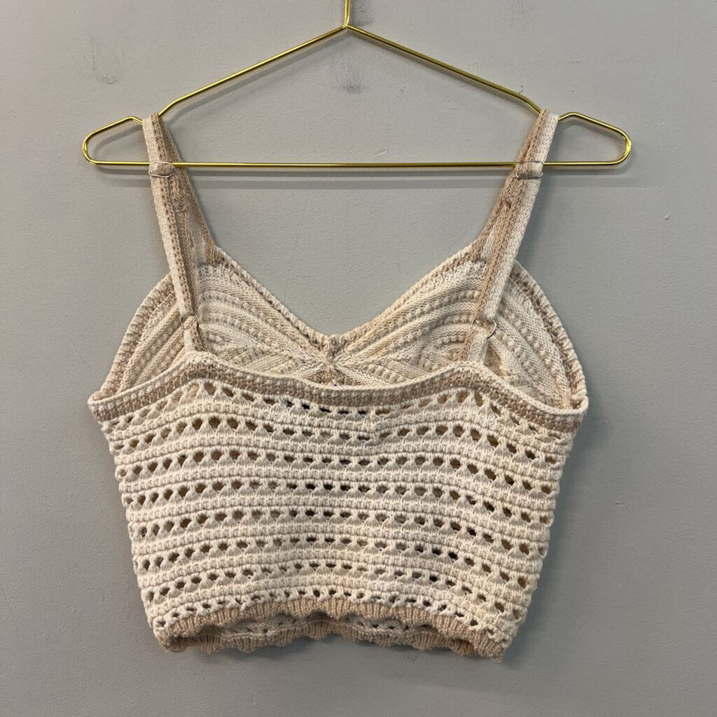 Vintage Havana Cream Knit Cropped Tank Top Large