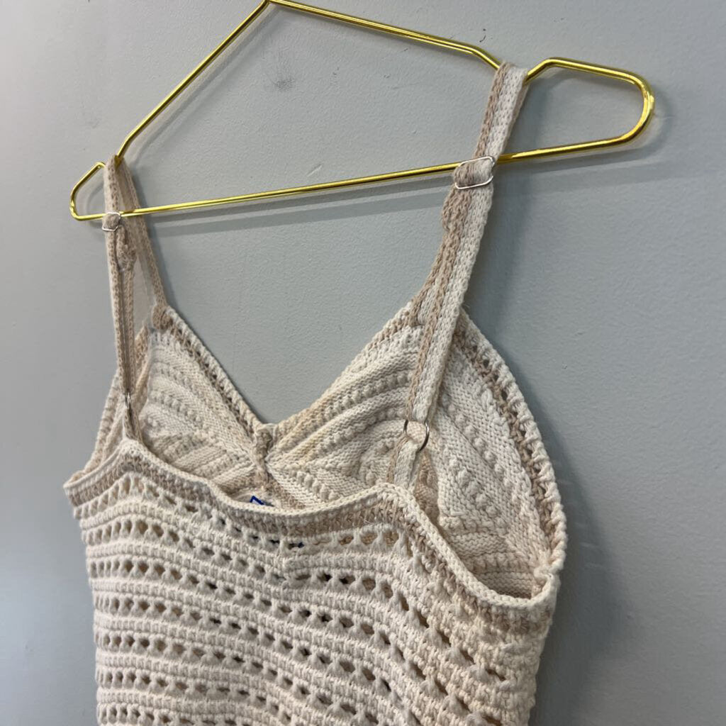 Vintage Havana Cream Knit Cropped Tank Top Large