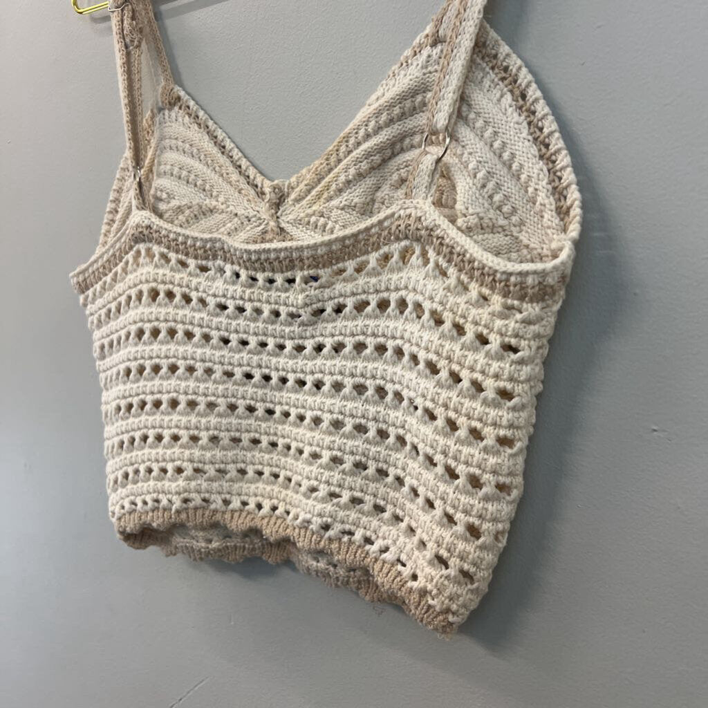 Vintage Havana Cream Knit Cropped Tank Top Large