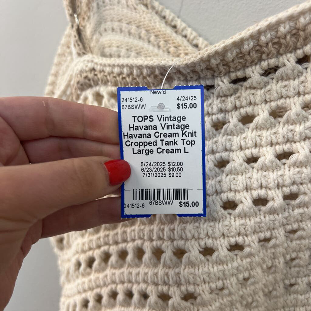 Vintage Havana Cream Knit Cropped Tank Top Large