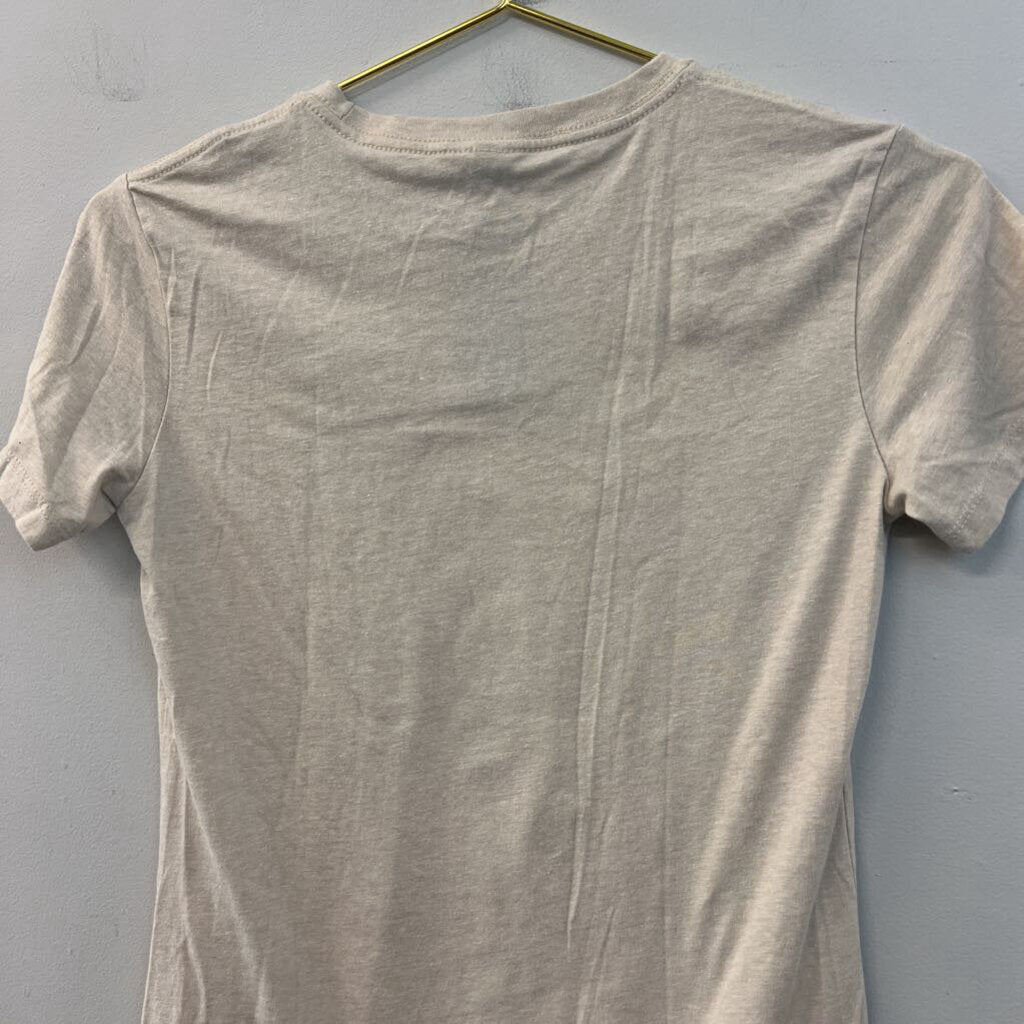 Next Level Beige/ Black Hello Darkness Short Sleeve Graphic Tee Small