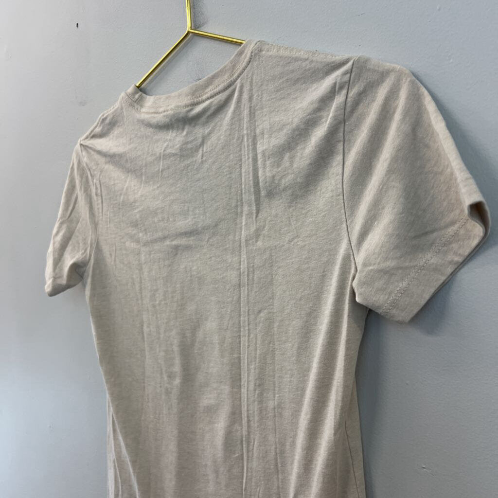 Next Level Beige/ Black Hello Darkness Short Sleeve Graphic Tee Small