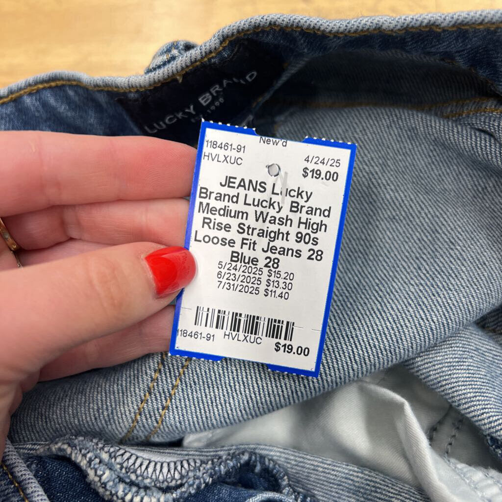 Lucky Brand Medium Wash High Rise Straight 90s Loose Fit Jeans 28